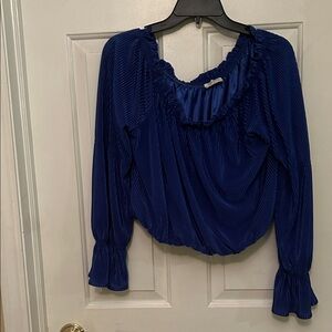 Elegant Blue Women's Top Jolie & Joy 1X crop top satin inside